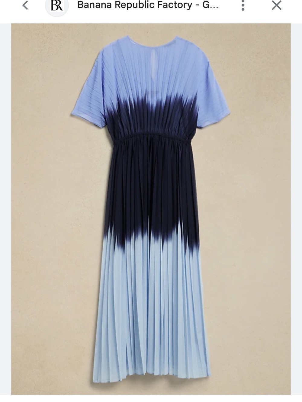 EUC Banana Republic Chiffon Maxi Dress Small Dip Dye Pleated Digital Ombre Blue